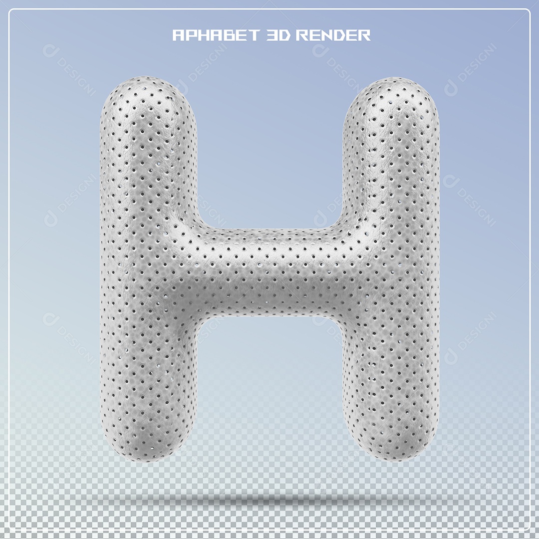 Letra 3D H Cinza Para Composição PSD