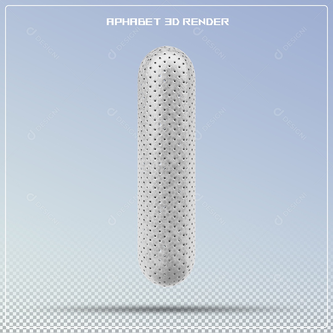 Letra 3D I Cinza Para Composição PSD