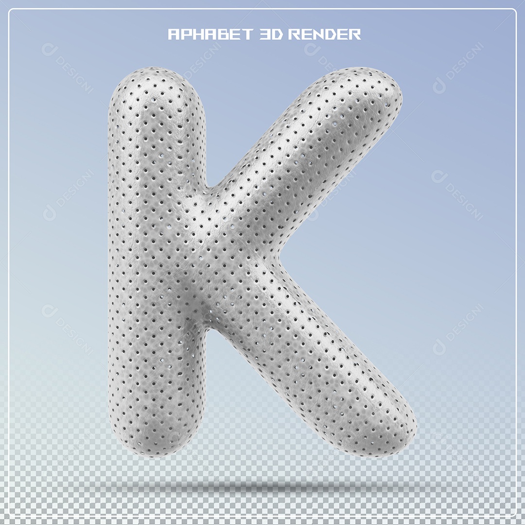 Letra 3D K Cinza Para Composição PSD