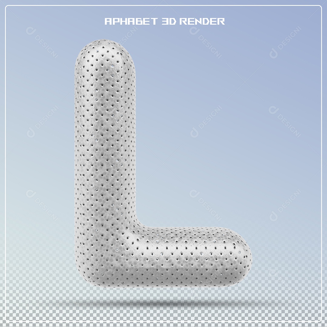 Letra 3D L Cinza Para Composição PSD