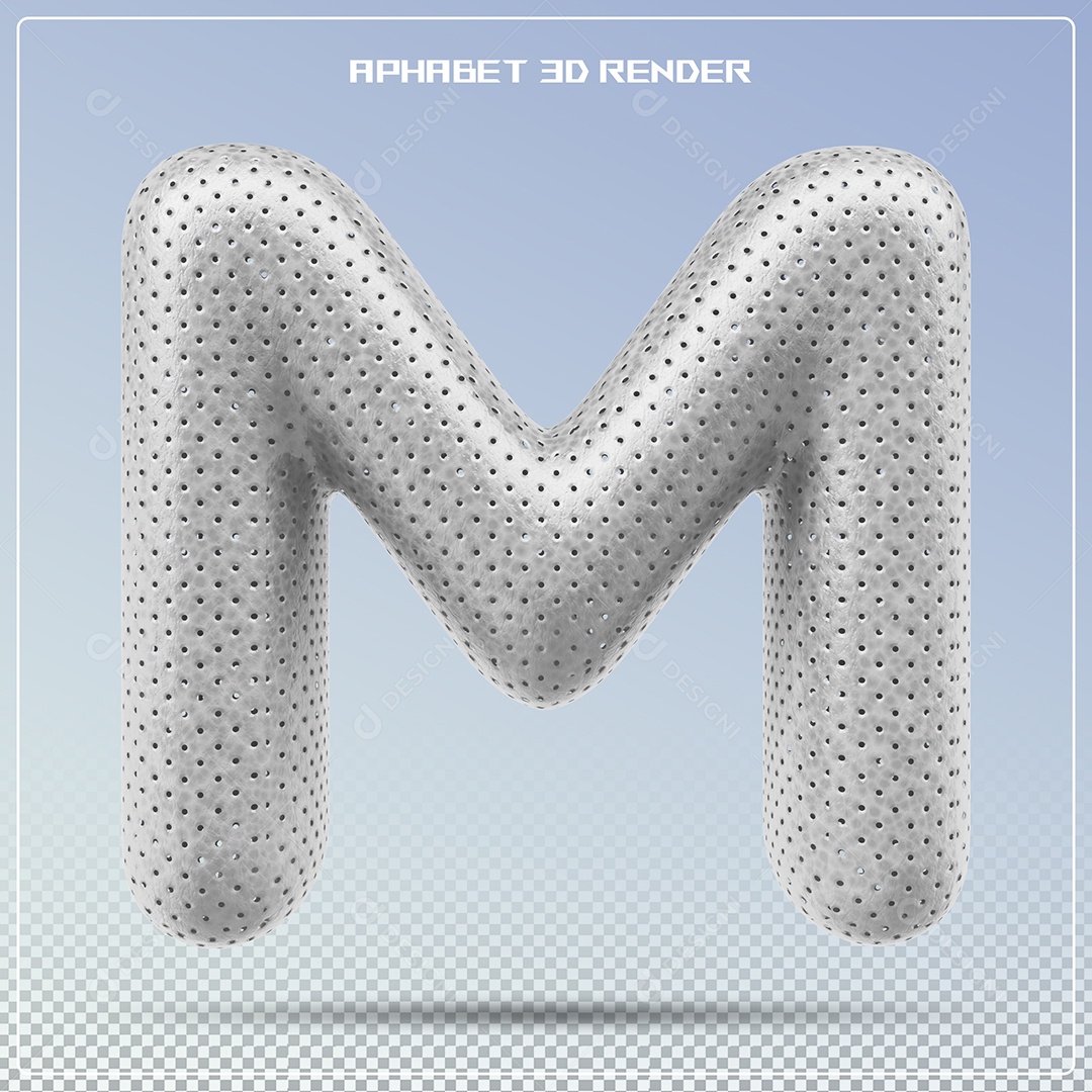 Letra 3D M Cinza Para Composição PSD