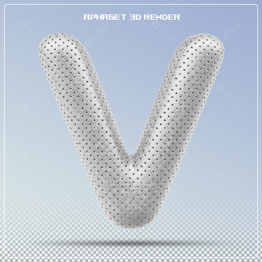 Letra 3D V Cinza Para Composição PSD