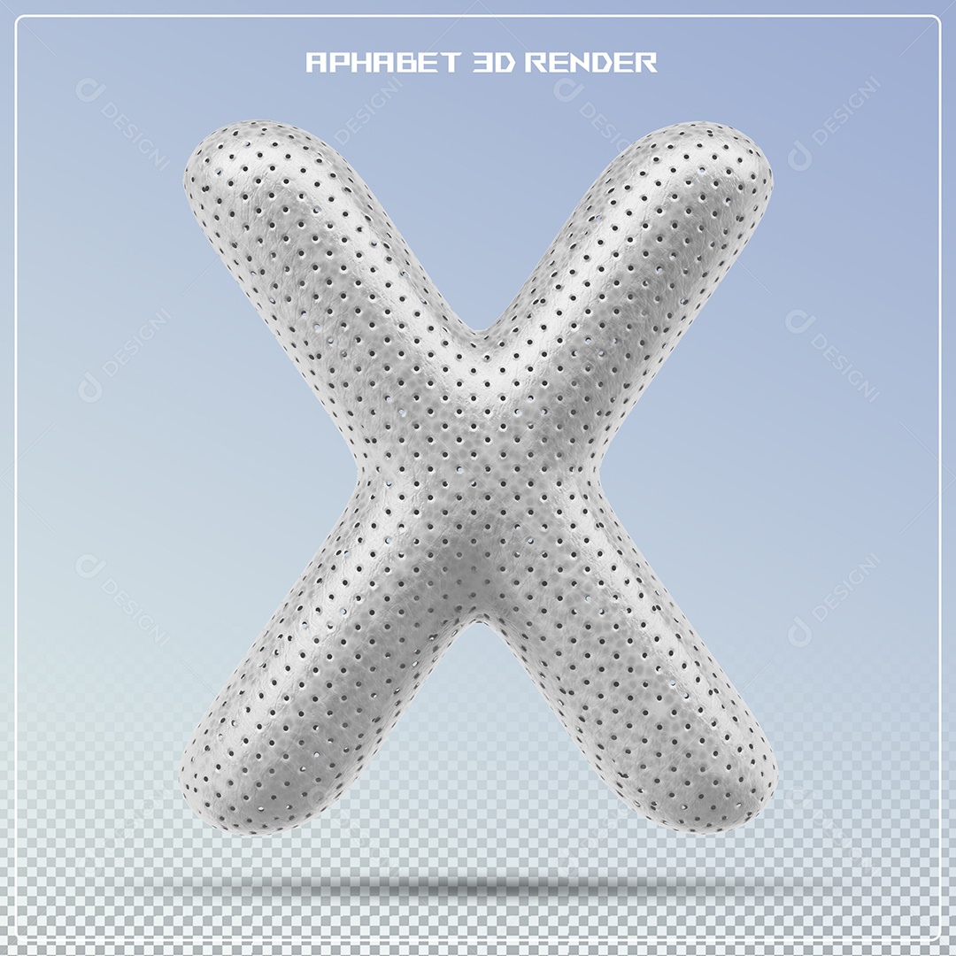 Letra 3D X Cinza Para Composição PSD