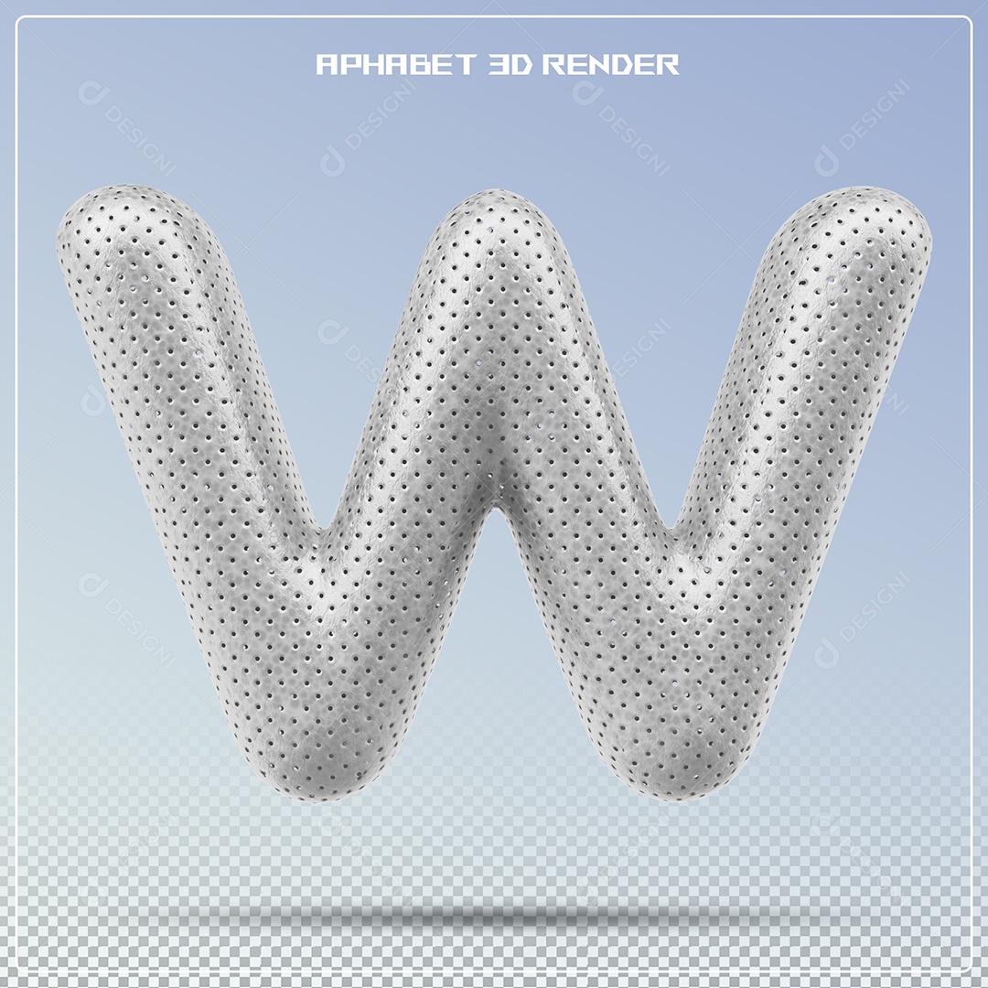 Letra 3D W Cinza Para Composição PSD