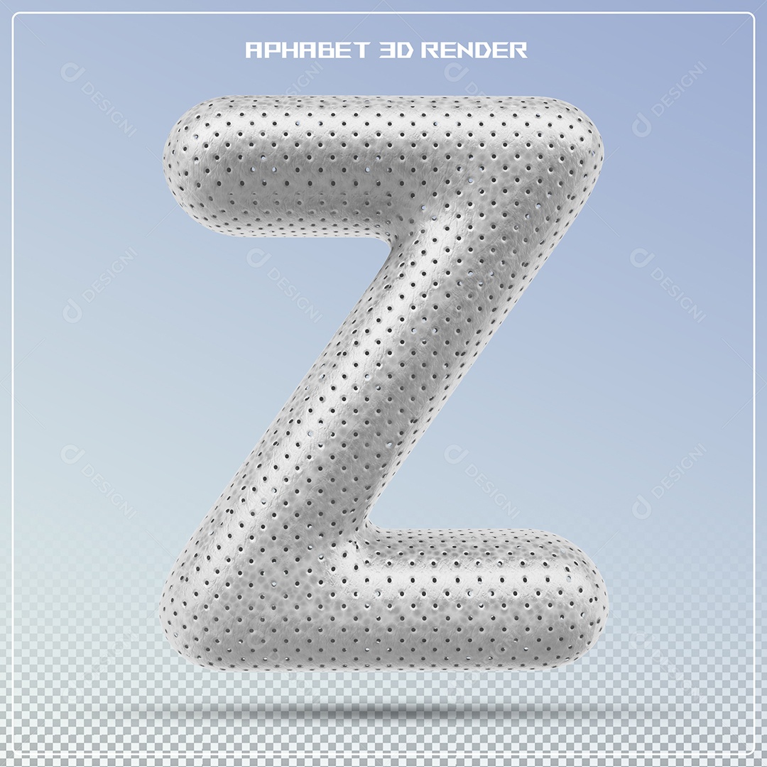 Letra 3D Z Cinza Para Composição PSD