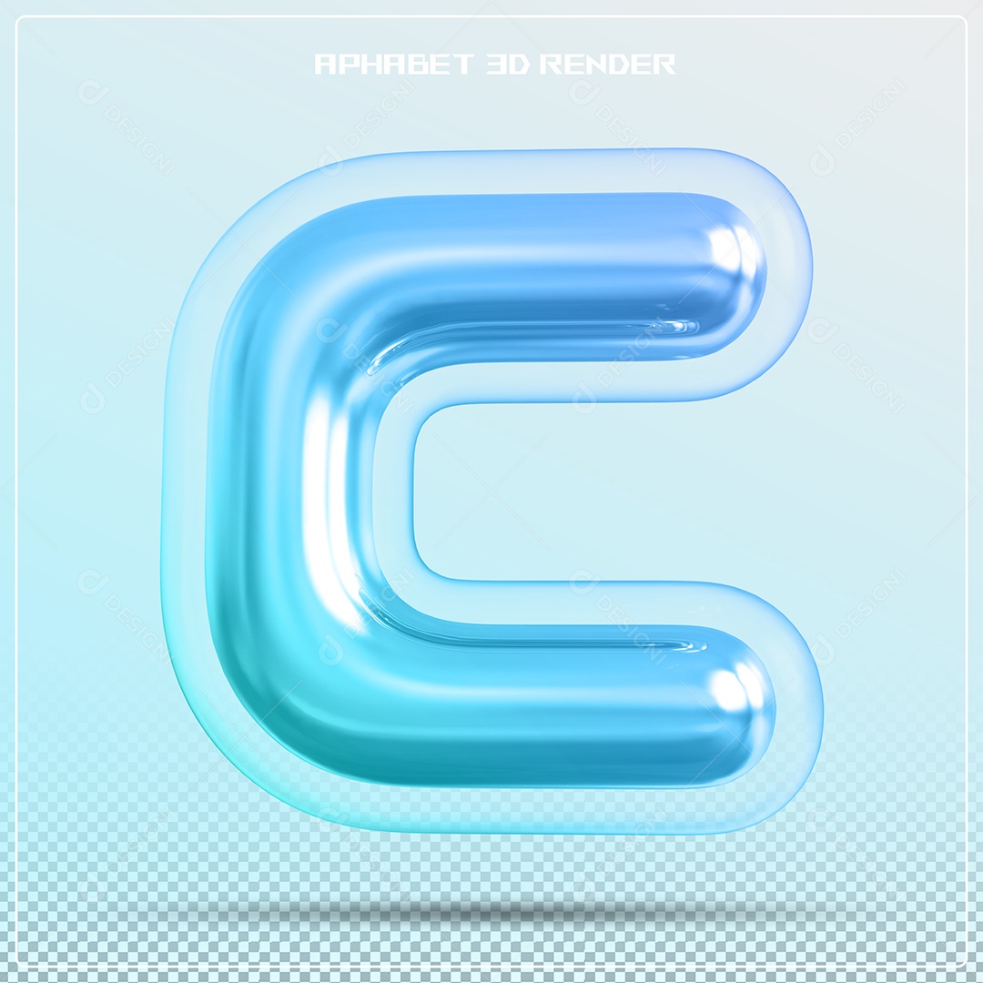 Letra 3D C Azul Para Composição PSD