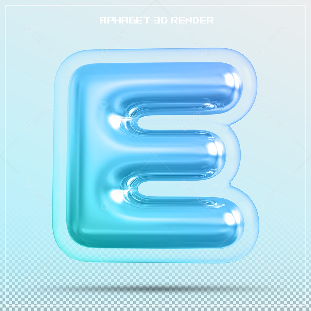Letra 3D E Azul Para Composição PSD