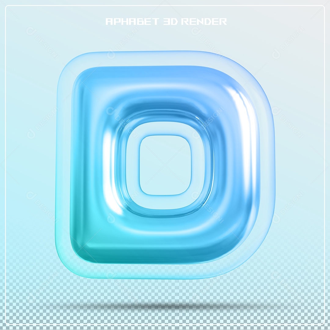 Letra 3D D Azul Para Composição PSD