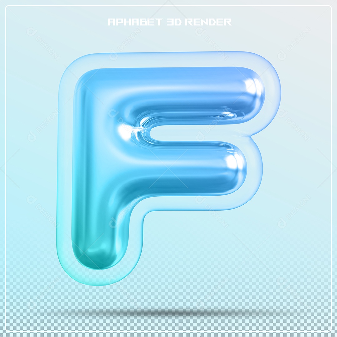 Letra 3D F Azul Para Composição PSD