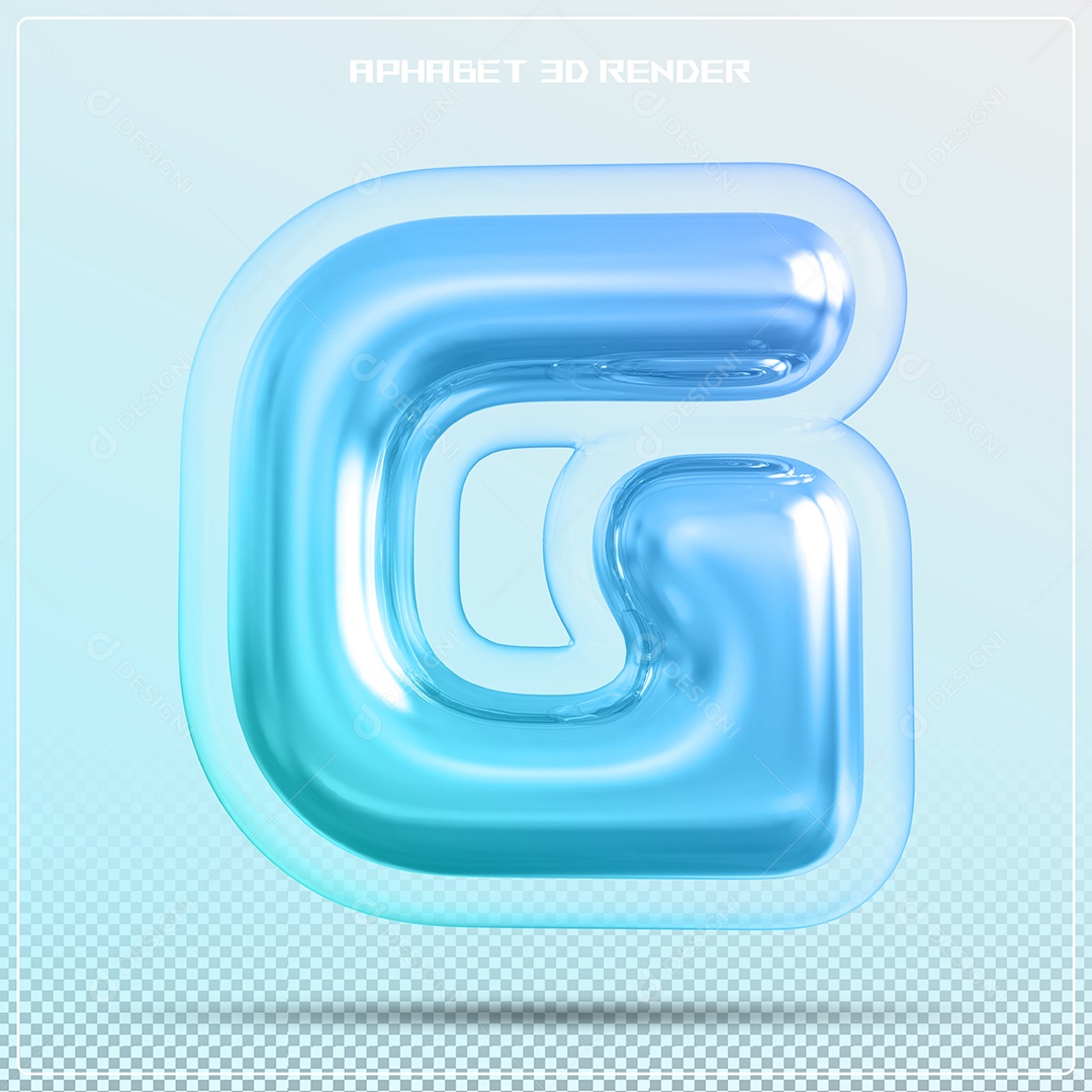 Letra 3D G Azul Para Composição PSD
