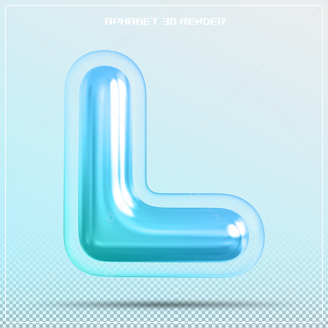 Letra 3D L Azul Para Composição PSD
