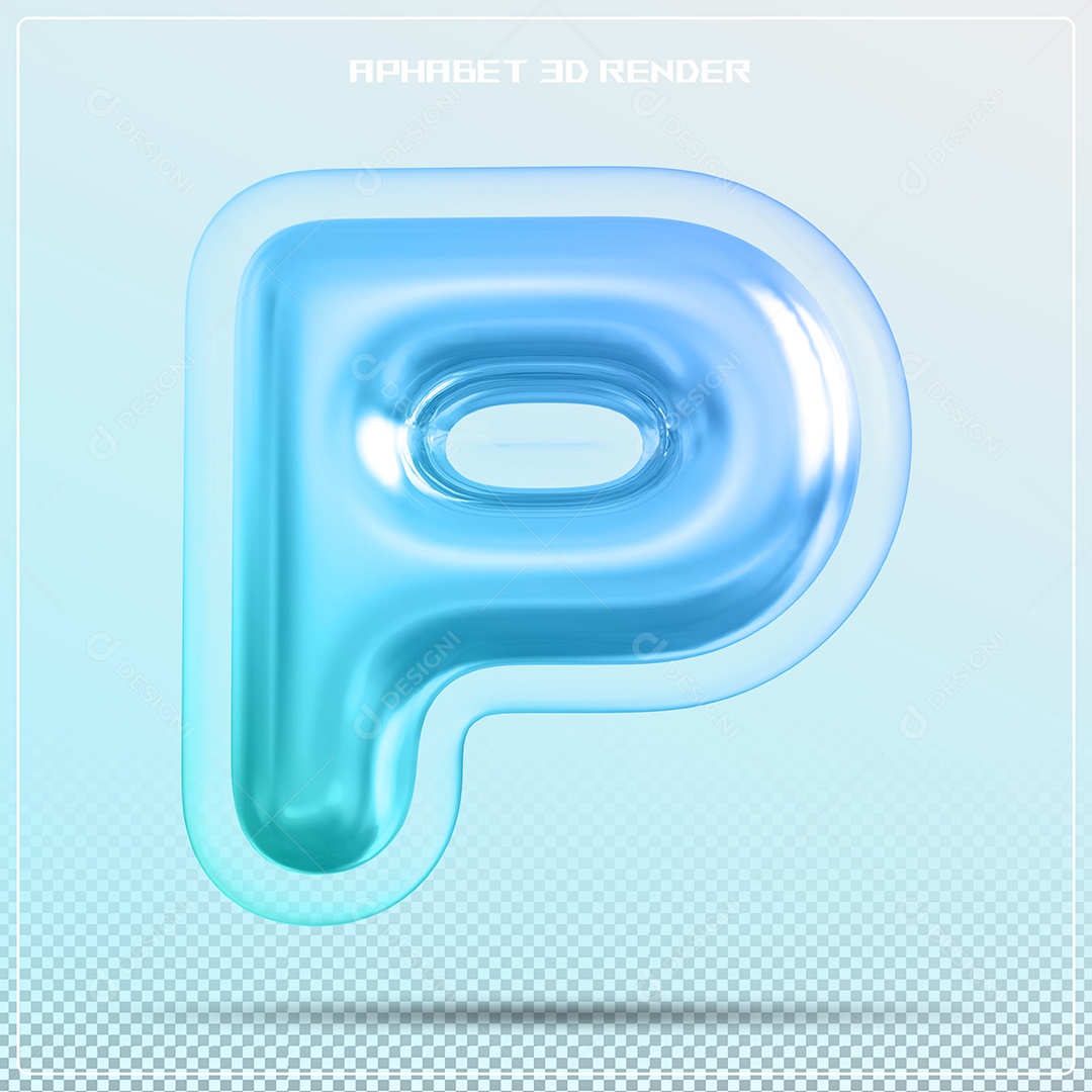 Letra 3D P Azul Para Composição PSD