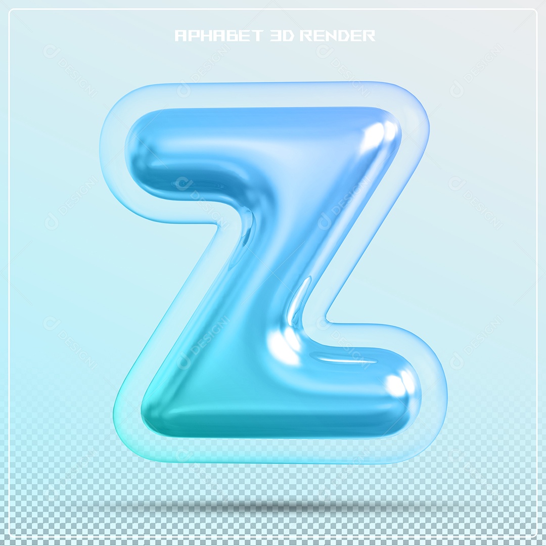 Letra 3D Z Azul Para Composição PSD