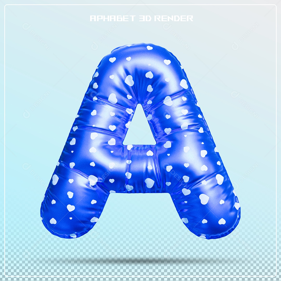 Letra 3D A Balão Azul Para Composição PSD