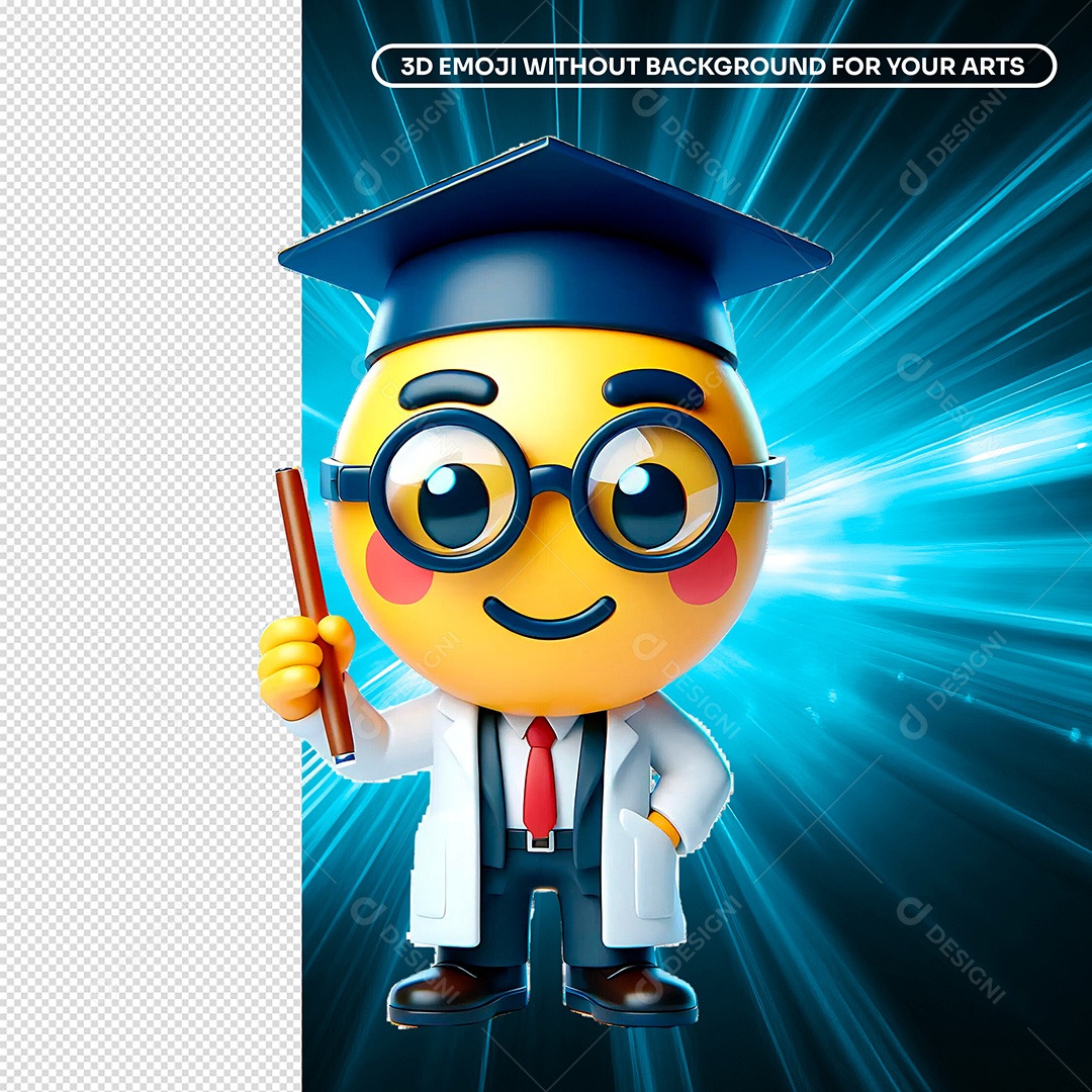 Elemento 3D Emoji Professor para Composição PSD