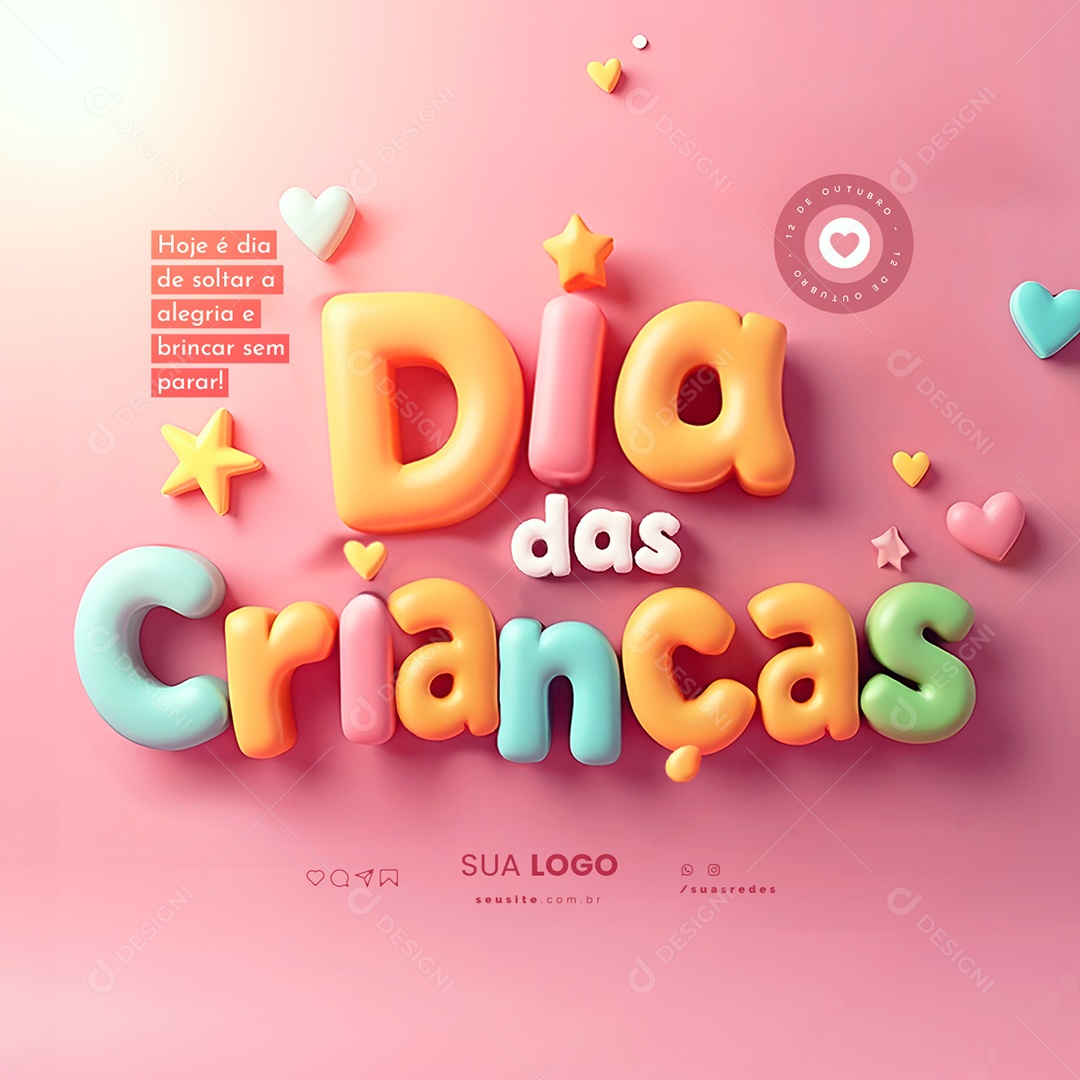 Dia das Crianças 12 de Outubro Hoje é Dia de Soltar Social Media PSD Editável