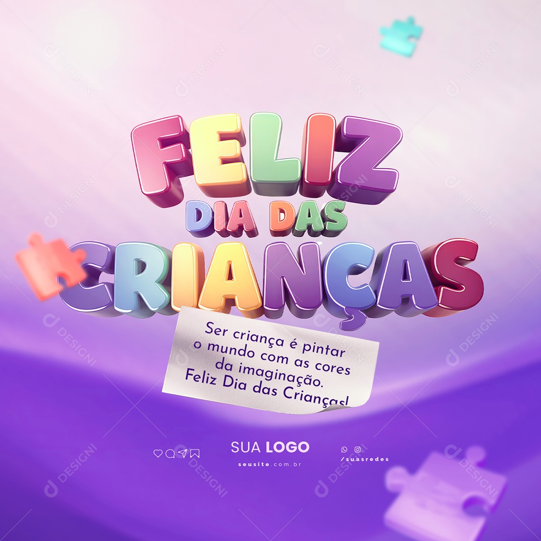 Feliz Dia das Crianças 12 de Outubro Social Media Editável