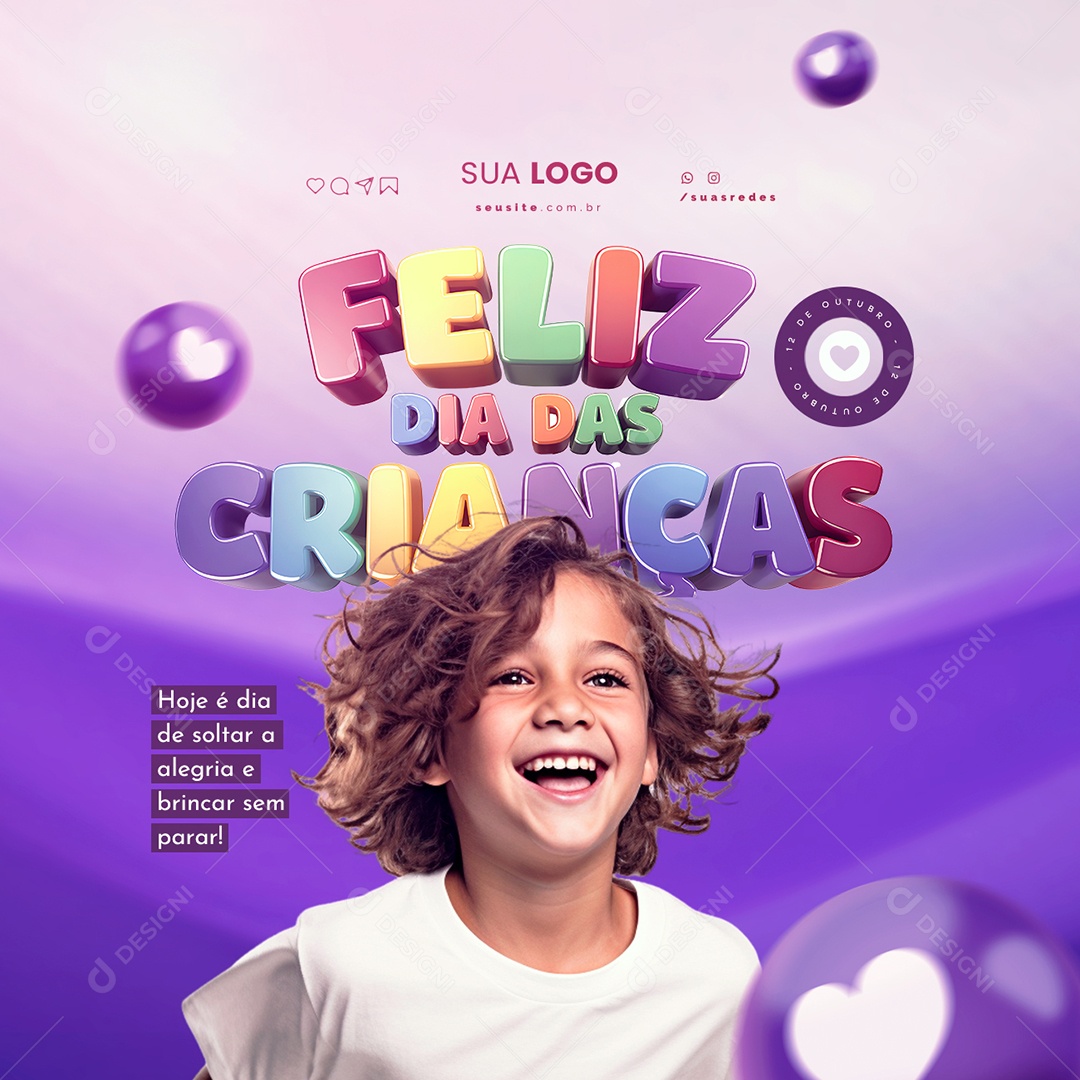 Feliz Dia das Crianças 12 de Outubro Social Media PSD Editável