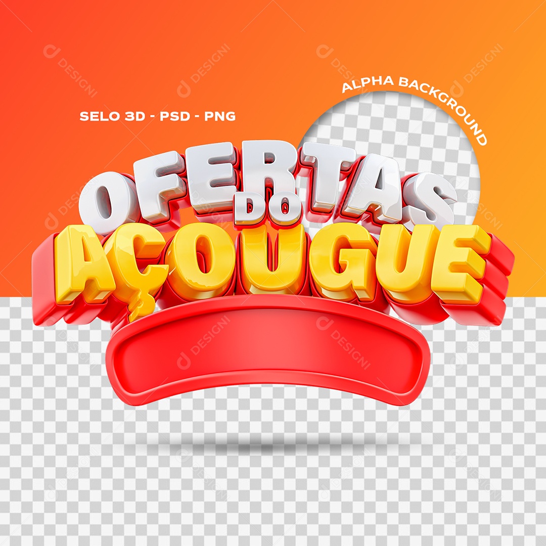 Ofertas do Açougue Selo 3D para Composição PSD