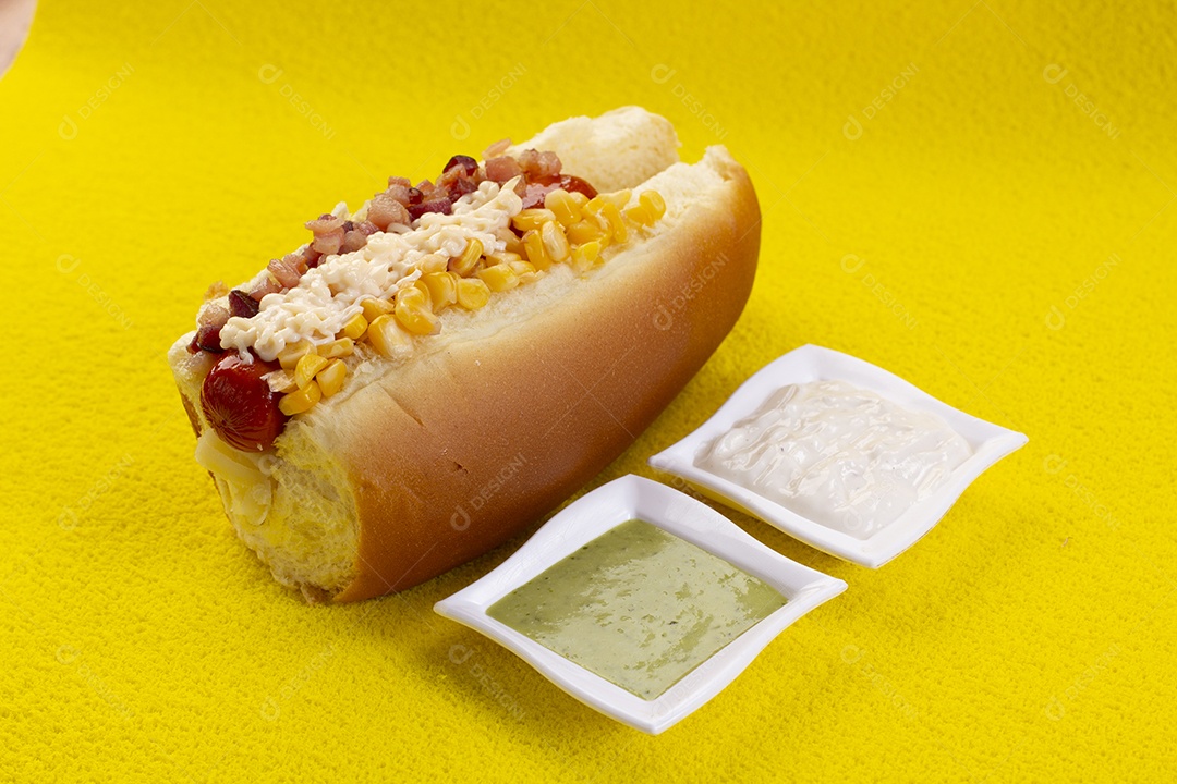 Lanche tradiconal brasileiro hotdog gourmet delicioso