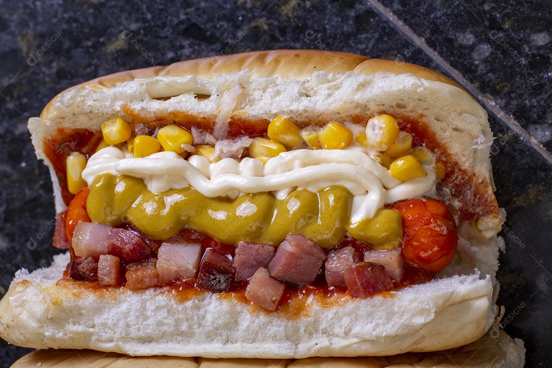 Delicioso cachorro quente gourmet