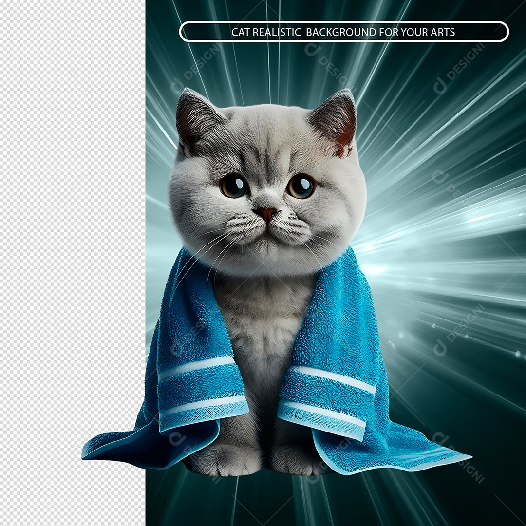 Gatinho de Toalha Elemento 3D para Composição PSD