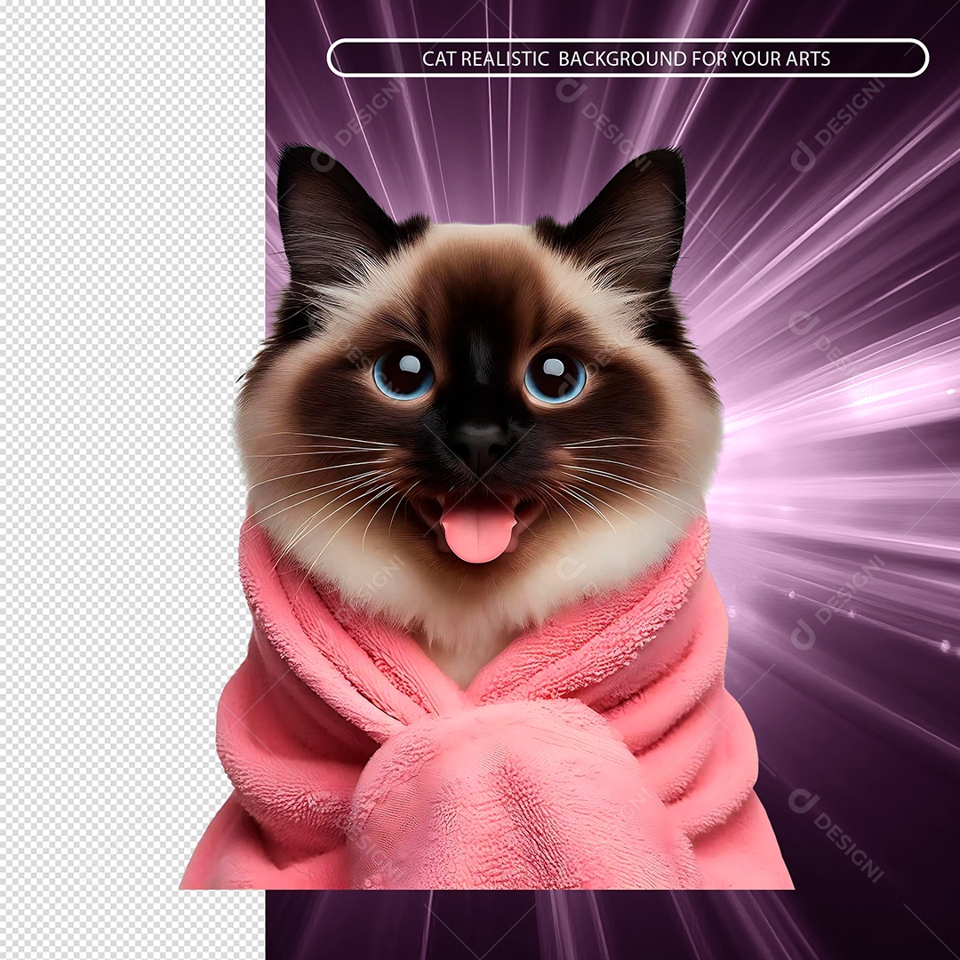 Gatinho de Toalha Elemento 3D para Composição PSD