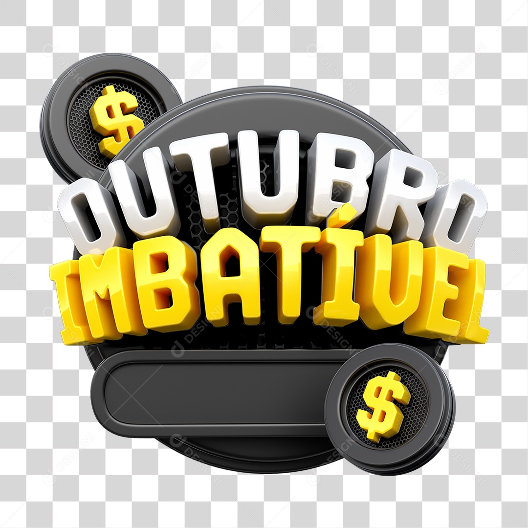 October Imbatible 3D Seal for PNG Composition Transparent