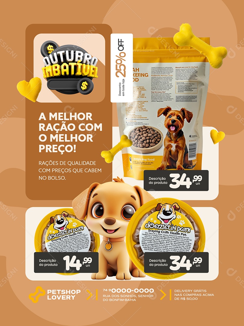 Outubro Imbatível Pet Shop Encarte A Melhor Ração com O Melhor Preço Social Media PSD Editável