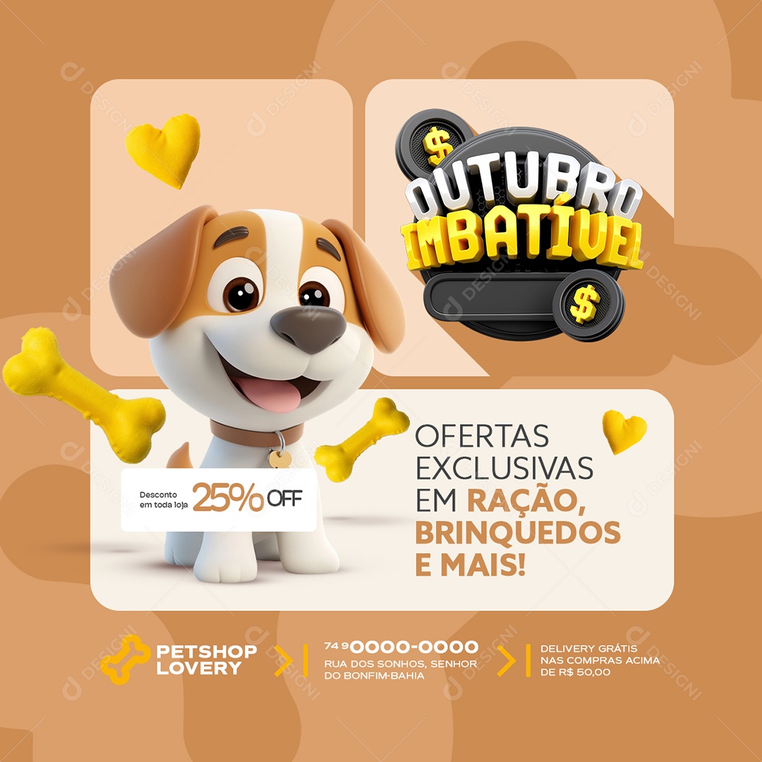 Outubro Imbatível Pet Shop Ofertas Exclusivas Social Media PSD Editável