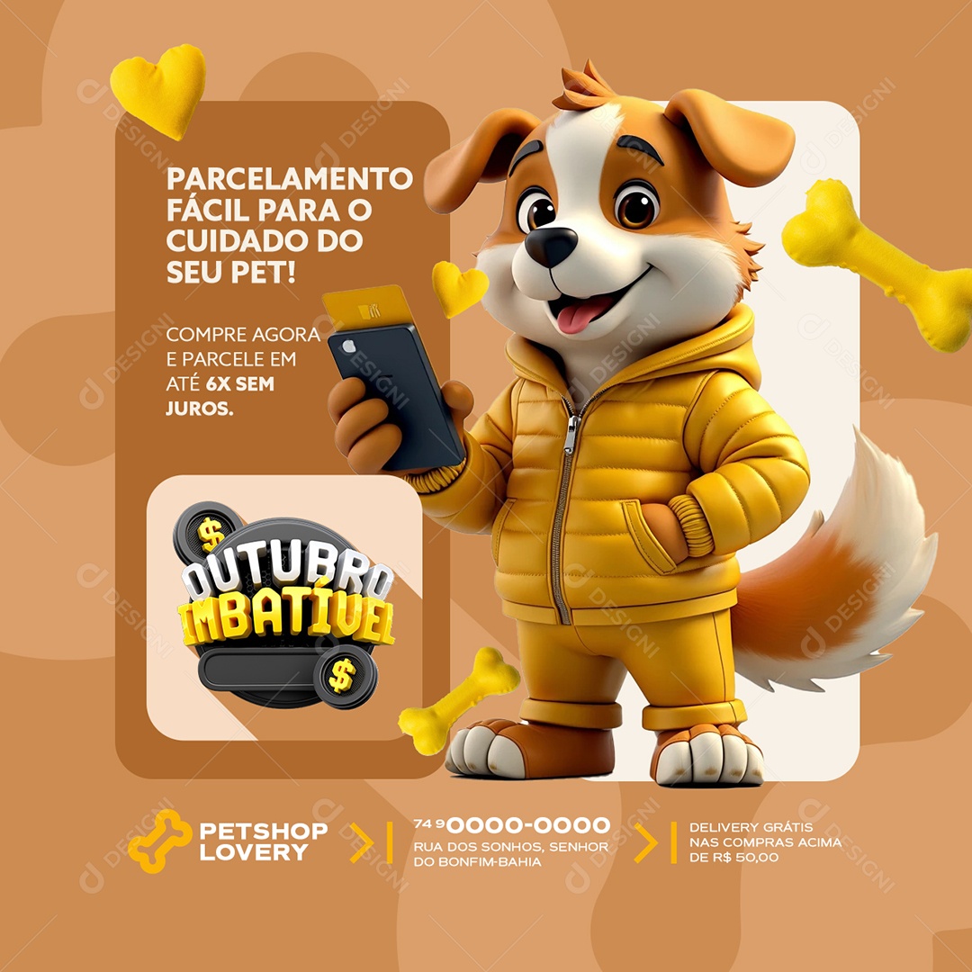 Outubro Imbatível Pet Shop Parcelamento Fácil Social Media PSD Editável