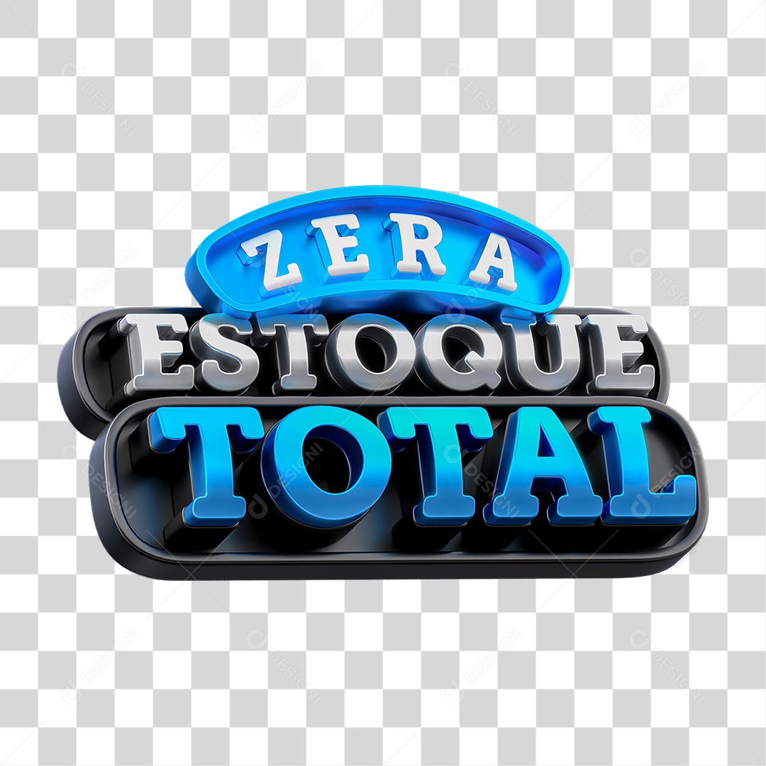 Zera Estoque Total Selo 3D para Composição PNG Transparente