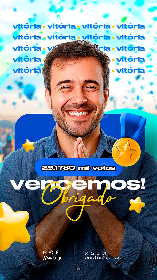 Story Politica Campanha Eleitoral Vencemos Social Media PSD Editável