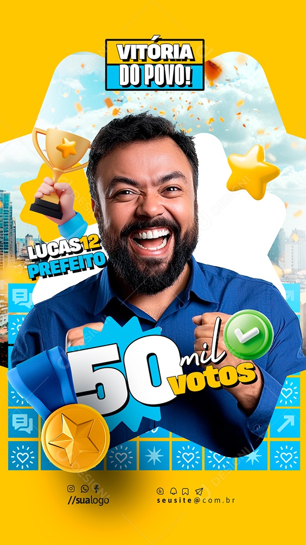Story Politica Campanha Eleitoral Vitória Social Media PSD Editável