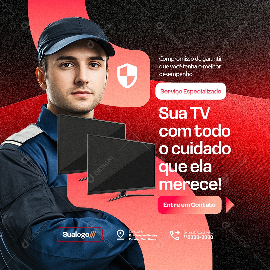 Manutenção De Televisão Sua TV com Todo o Cuidado Social Media PSD Editável