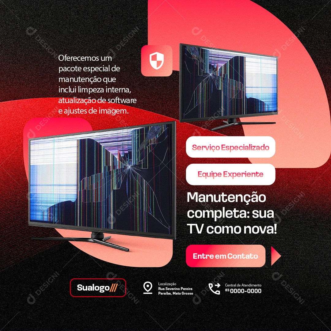 Manutenção De Televisão Serviço Especializado Social Media PSD Editável
