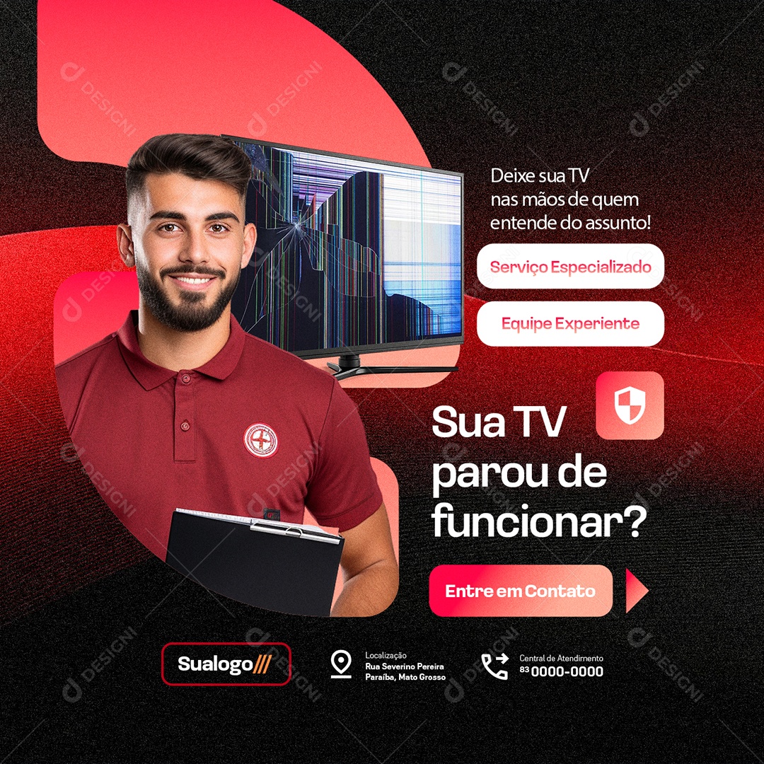 Manutenção De Televisão Sua Tv Parou de Funcionar Social Media PSD Editável