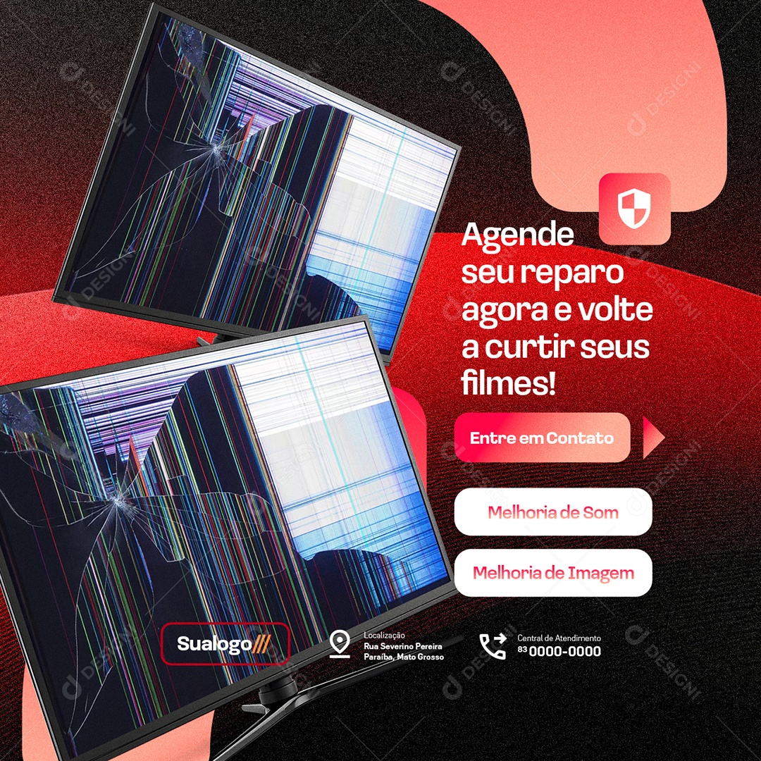 Manutenção De Televisão Agende seu Reparo Social Media PSD Editável