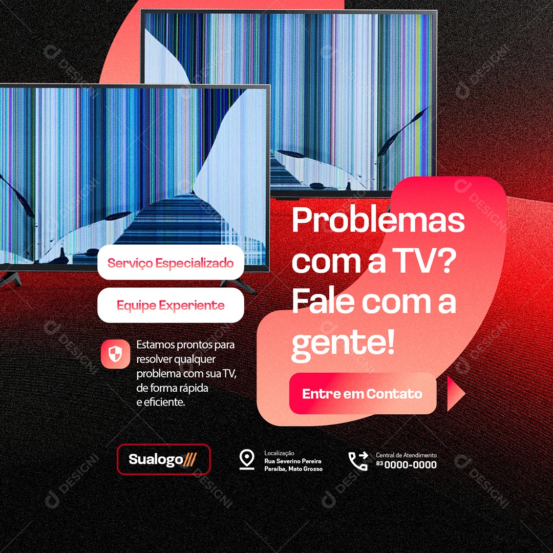 Manutenção De Televisão Problemas Com a Tv Social Media PSD Editável