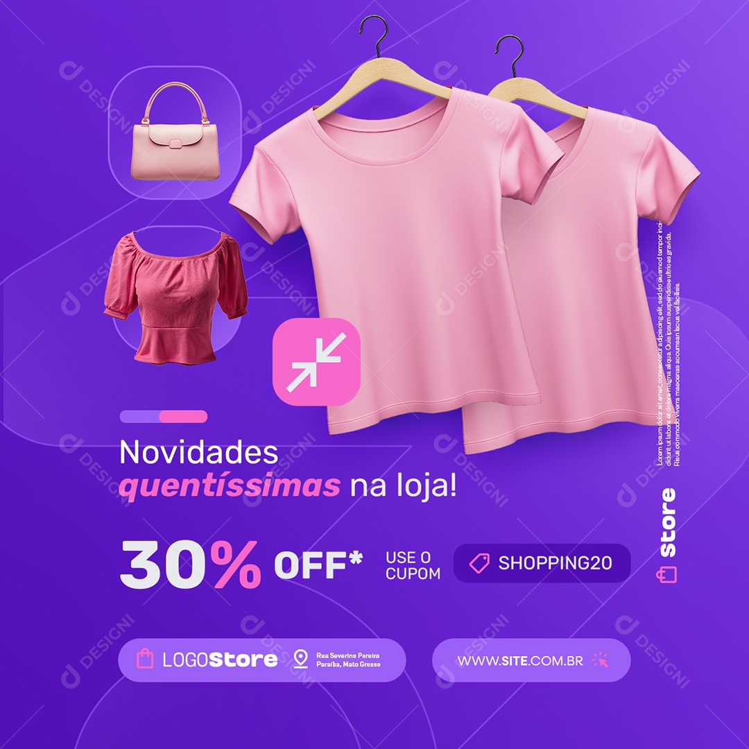 Loja de Roupas Novidades Quentíssimas na Loja Social Media PSD Editável