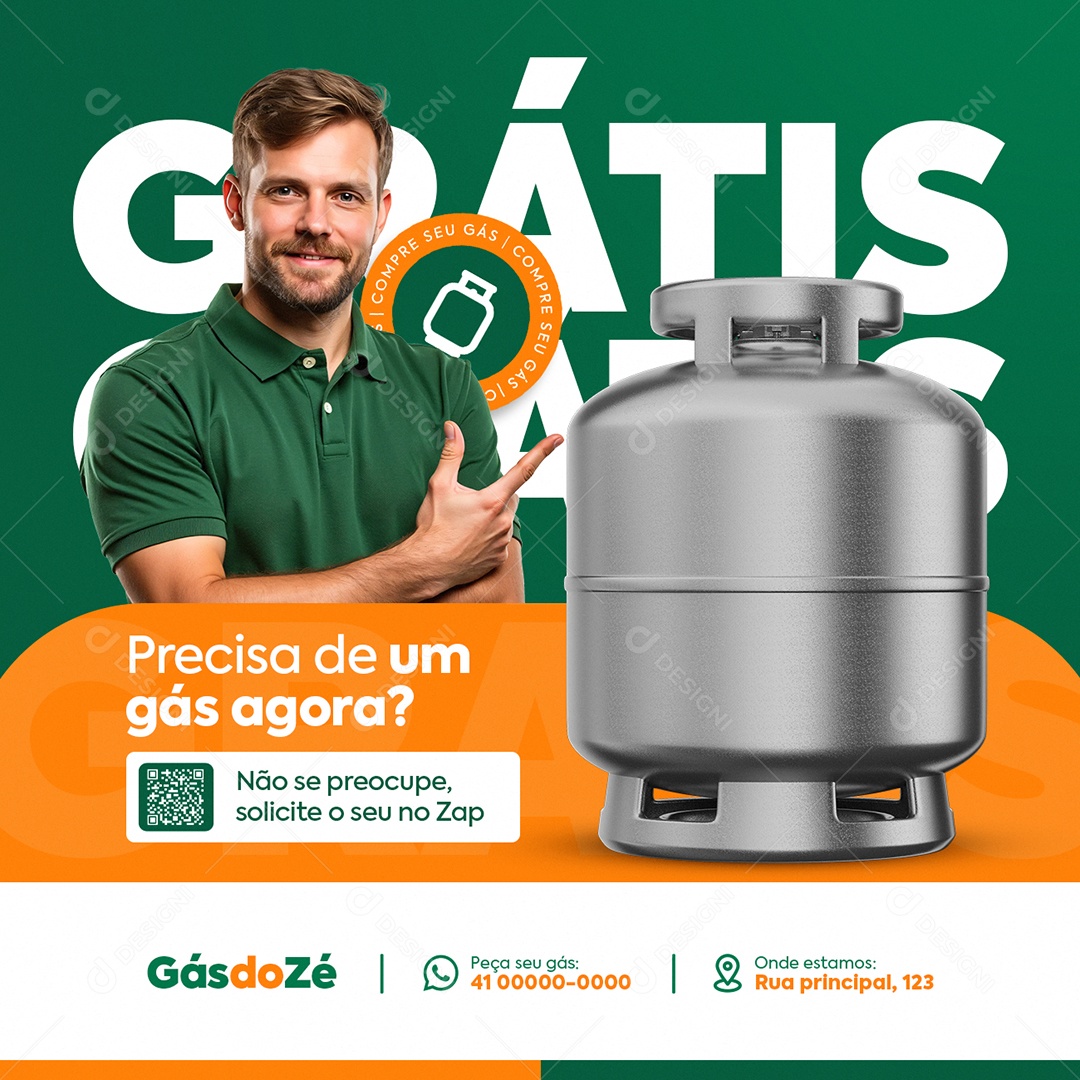 Gás de Cozinha Peça seu Gás Social Media PSD Editável
