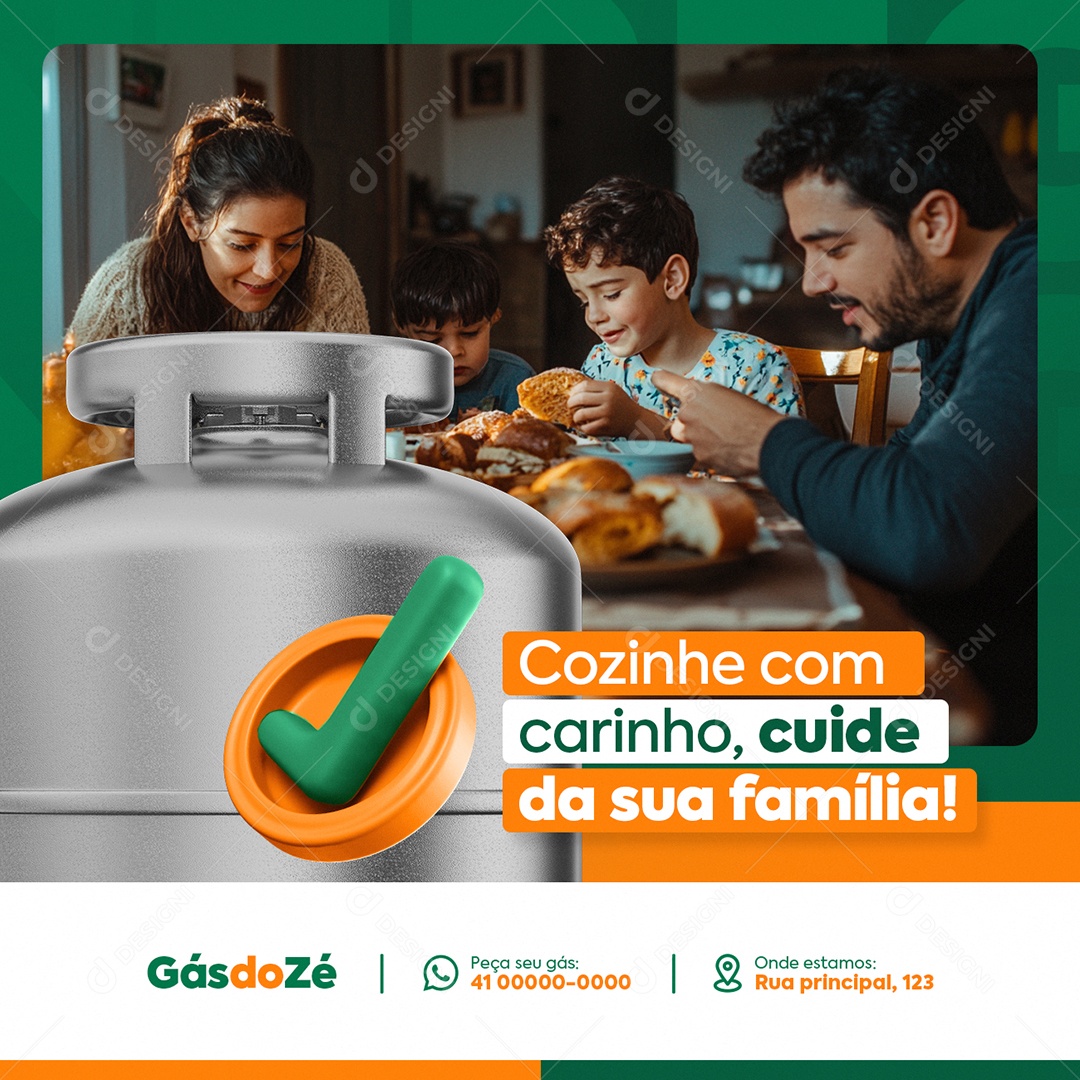 Gás de Cozinha Cozinhe com Carinho Cuide da Sua Família Social Media PSD Editável