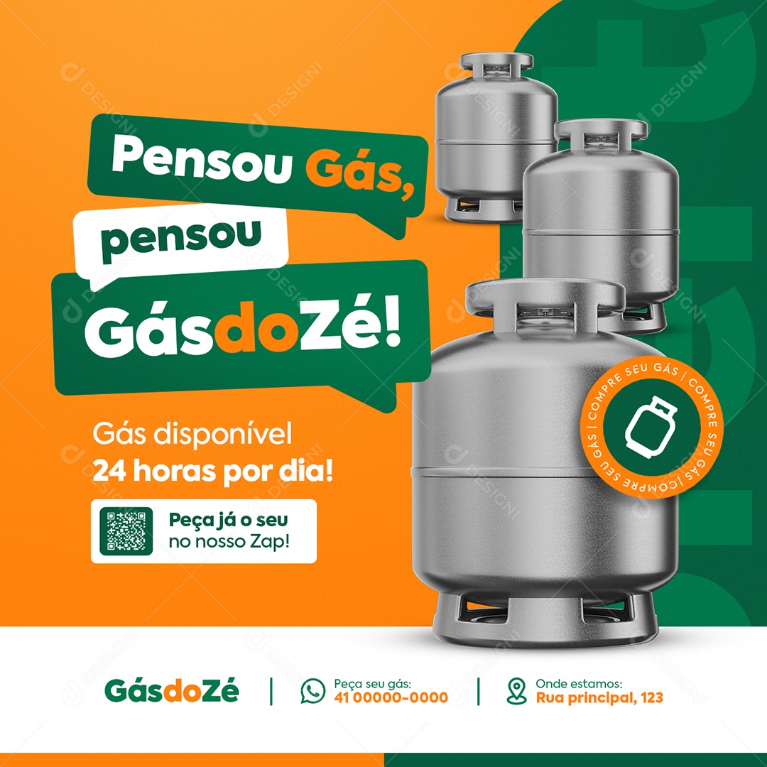 Gás de Cozinha Pensou Gás do Zé Social Media PSD Editável