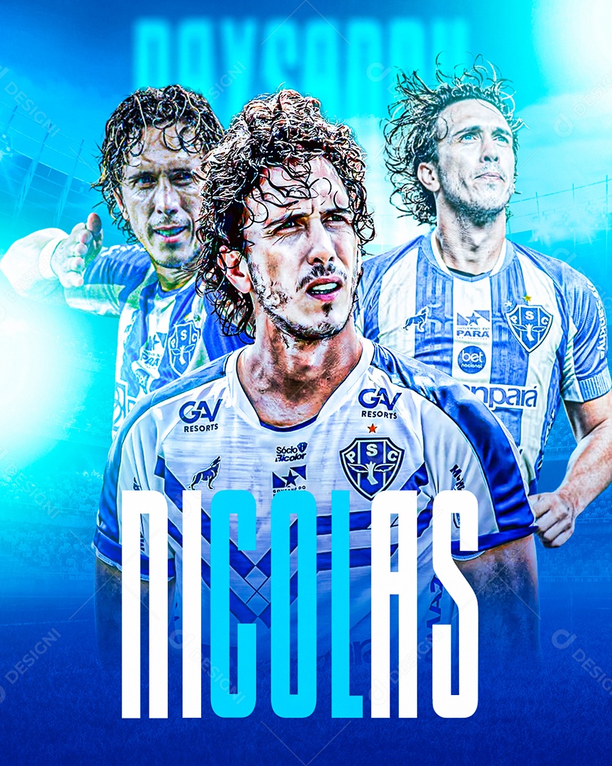 Fleyer Jogador de Futebol Nocolas Social Media Editável