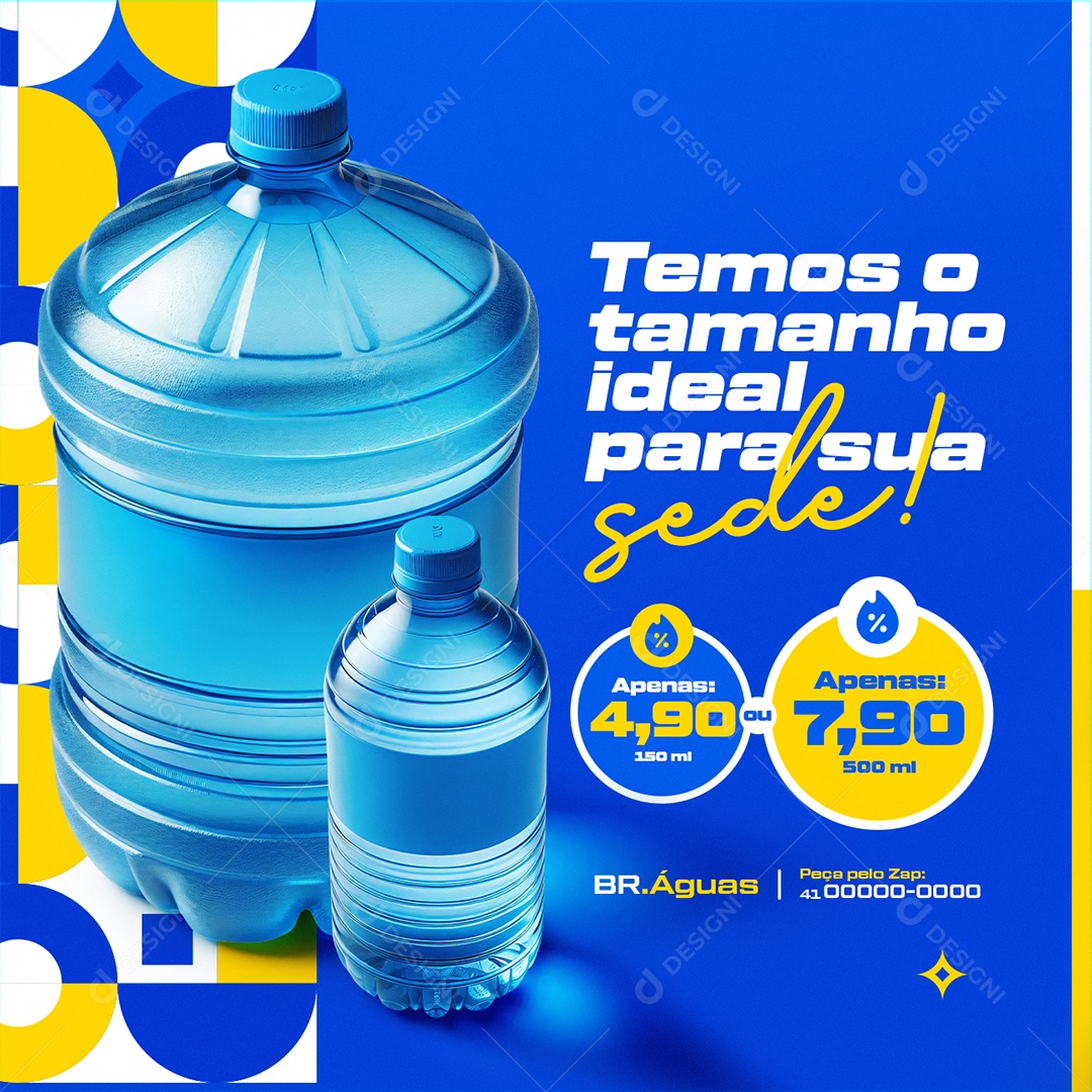 Distribuidora de Água Temos o Tamanho Ideal para Sua Sede Social Media PSD Editável