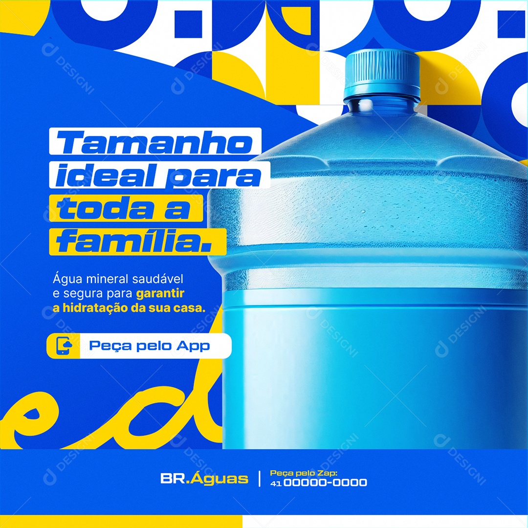 Distribuidora de Água Tamanho Ideal para Toda a Família Social Media PSD Editável
