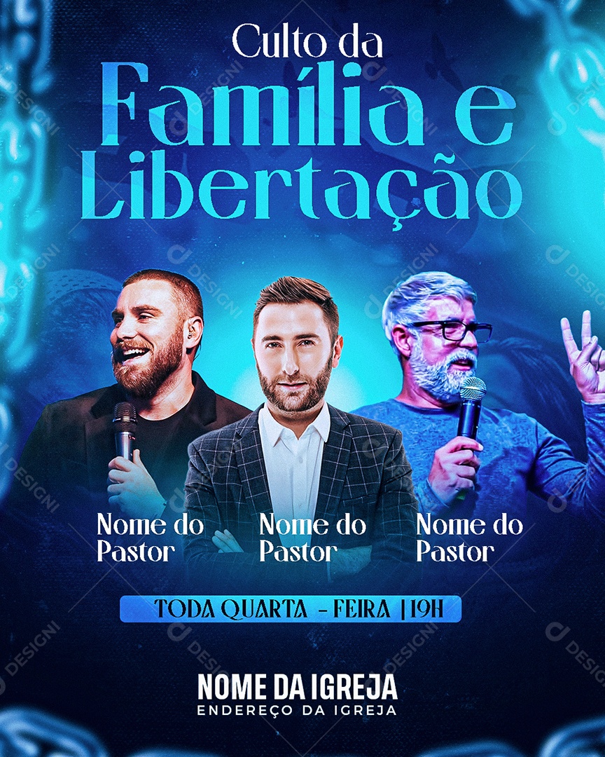 Feed Flyer Gospel Culto Da Família E Libertação Social Media PSD Editável