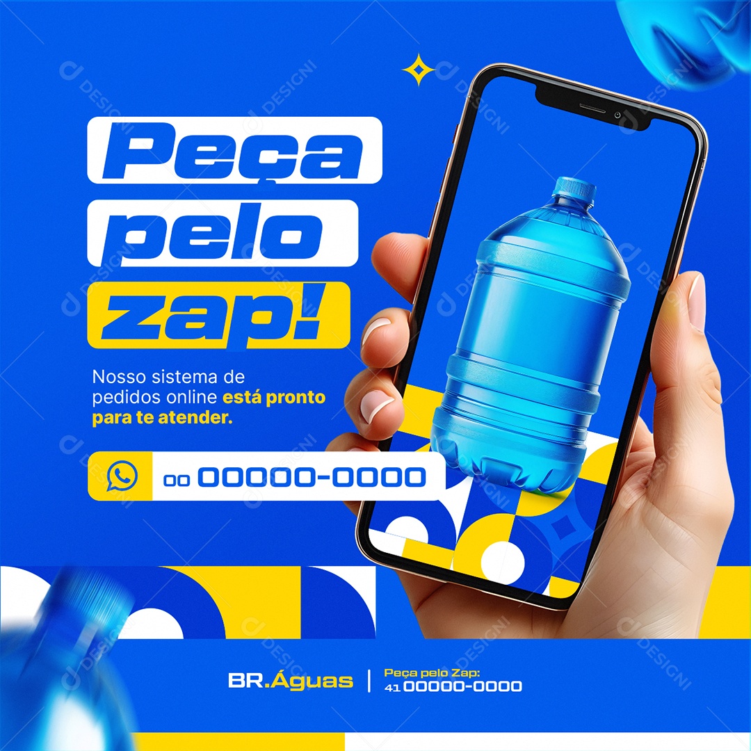 Distribuidora de Água Peça Pelo Zap Social Media PSD Editável