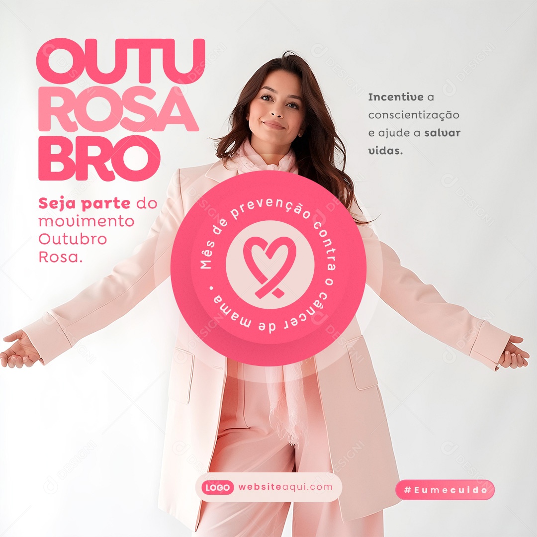 Outubro Rosa Mês de Conscientização Sobre o Câncer de Mama Social Media PSD Editável