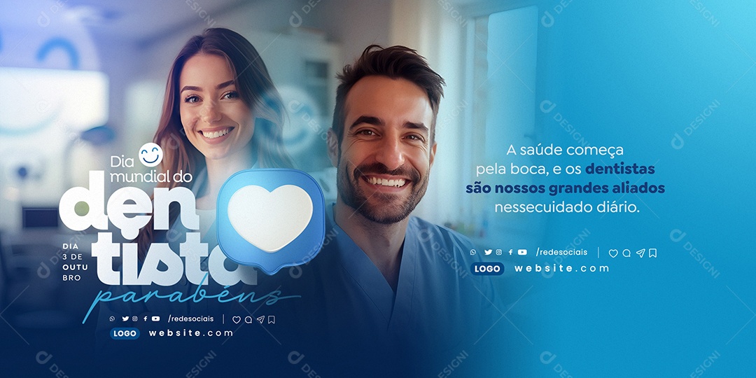 Dia Mundial do Dentista 03 de Outubro Social  Media PSD Editável
